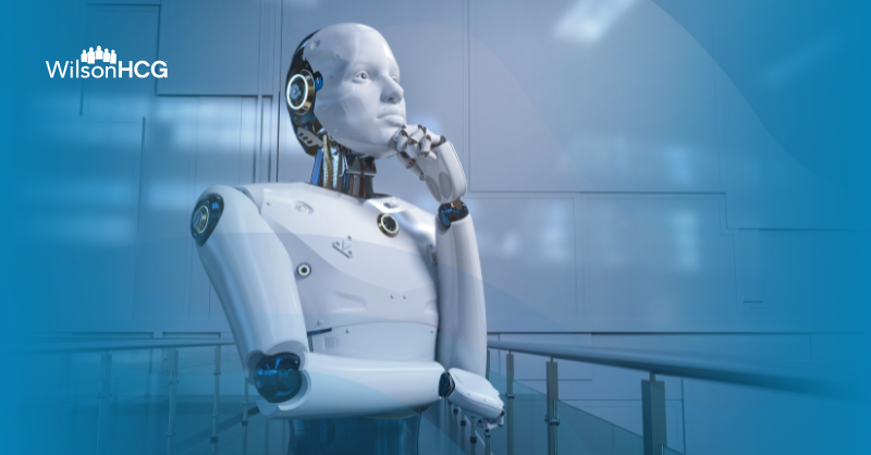 Thinking AI humanoid robot.